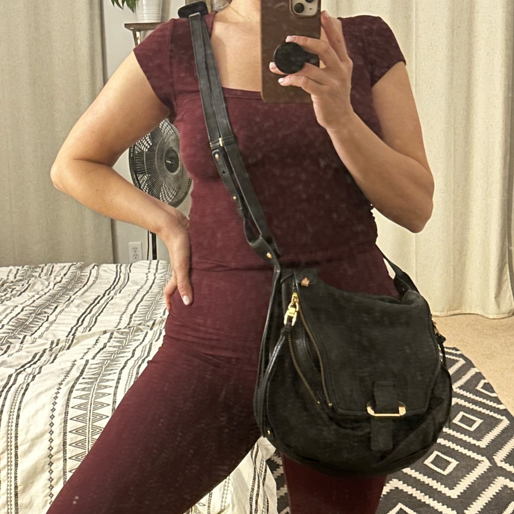 Y2K Kooba Leroy Crossbody Leather Bag Black/Gold